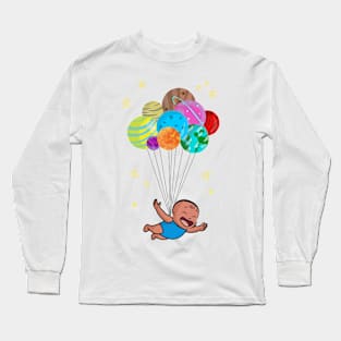 Aerospace Smiling Baby Boy Future Astronaut And Planets Long Sleeve T-Shirt